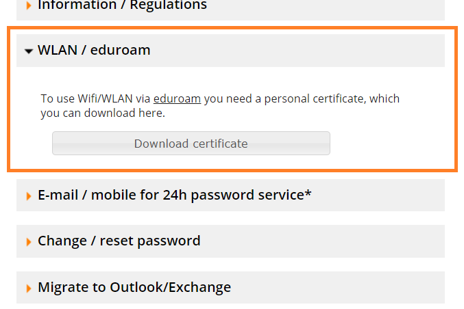 WLAN/eduroam download certificate